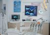 close up revealing shot medical dentistry display with teeth diagnosis xray images it